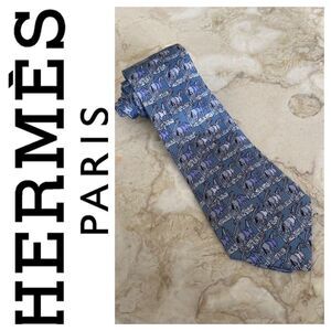 Authentic Hermes 100% Silk Equestrian Motif Tie